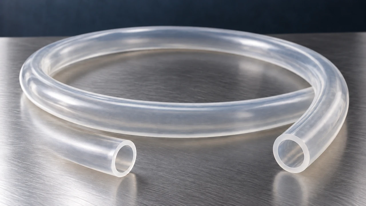 Flexible, clear silicone tubing with open ends visible